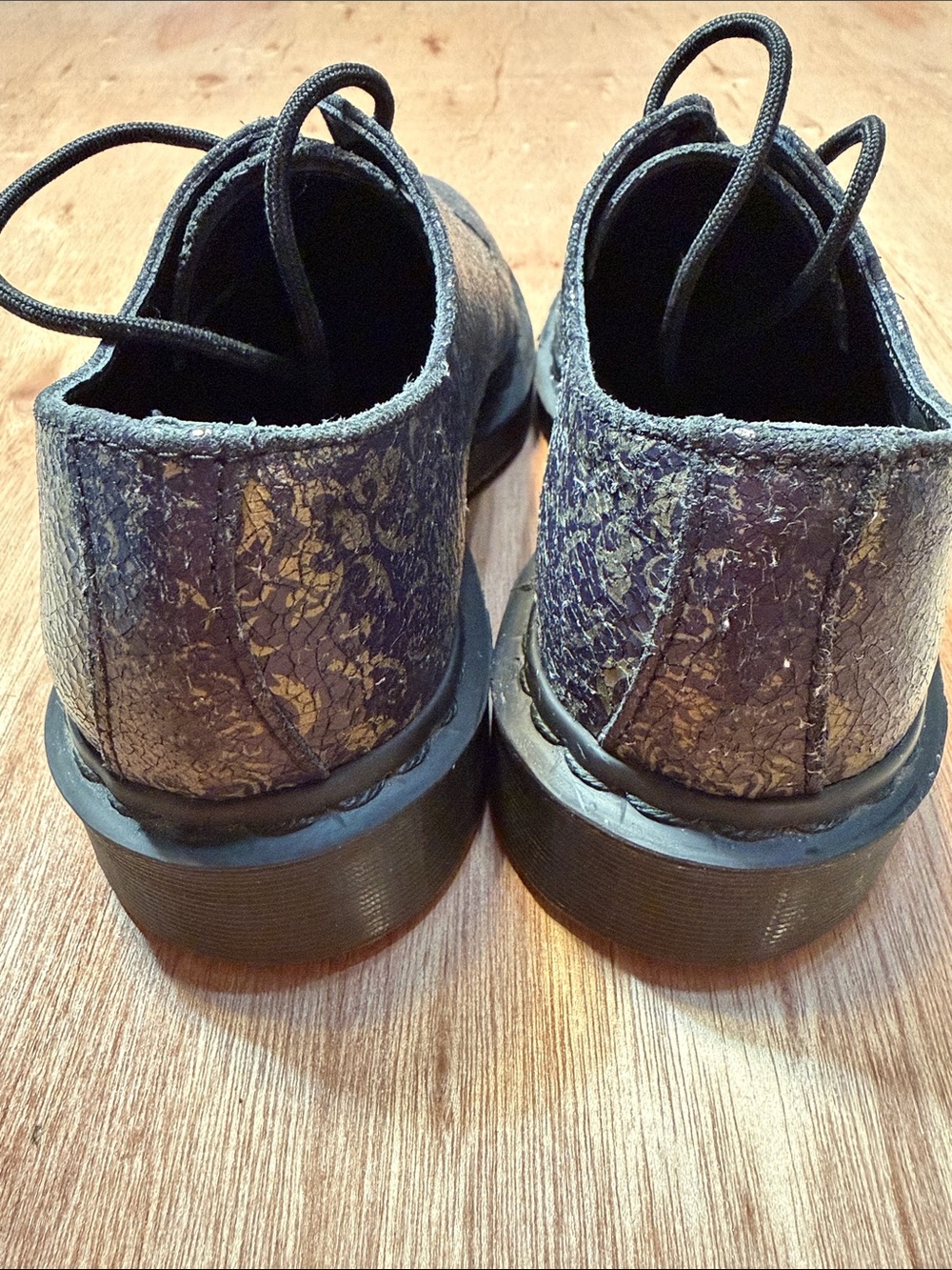Dr Martens Lace Up Oxford Baroque Blue/Gold Crinkle Leather Shoe size 6 - Picture 6 of 9
